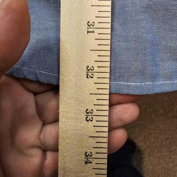 Vintage Roebucks Chambray Shirt XL Blue Lightweight Grunge Sears 60s 70s Work - Picture 13 of 13